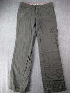 Hei Hei Gray Green Cargo Pants Women's Y2K Utility Straight Leg Floral Waistband